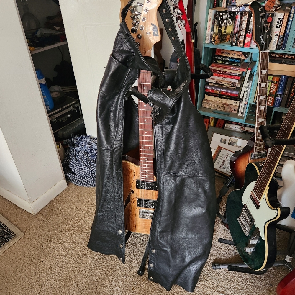 Men's Black Leather Chaps